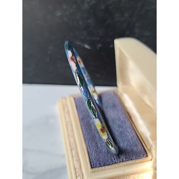 Cloisonne Floral Enamel Bangle Bracelet Vintage - Picture 4 of 10